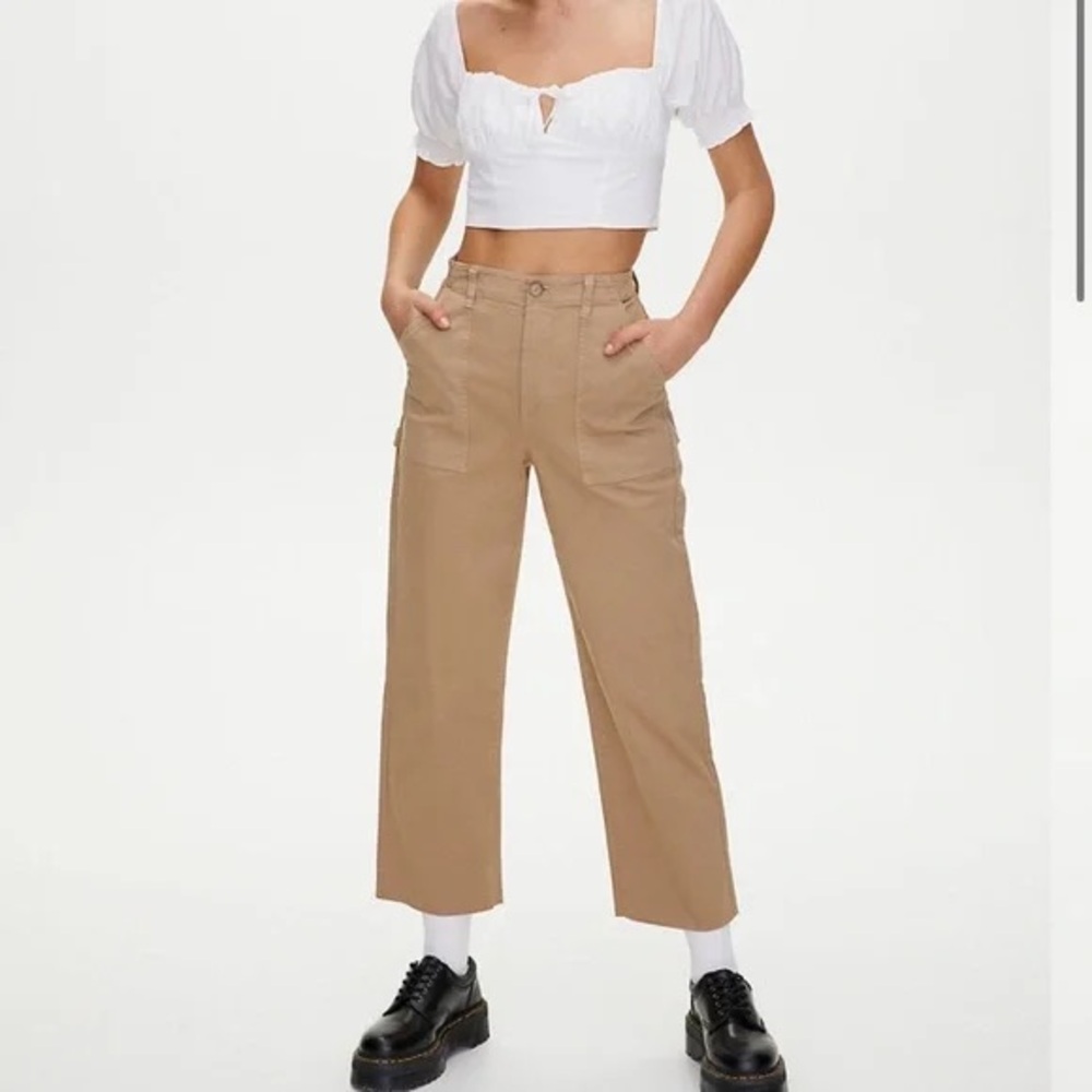 Aritzia Sunday Best Genevieve Wide Leg Cropped Pants Brown Size 10 Utility